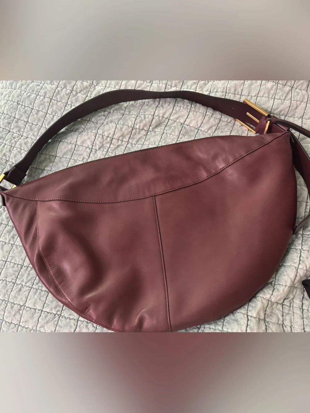 Allsaints Luna Leather Slouchy Shoulder Bag Burgundy (dark red) - Picture 6 of 8